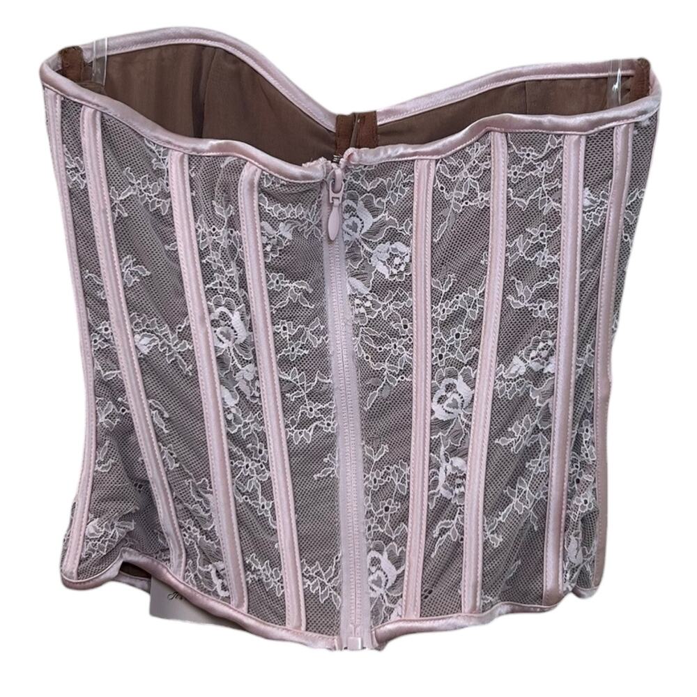 House of CB NWT Women's 'Ayana' Lace Boned Corset Top, Veiled Rose Pink, X-Small - Picture 4 of 12